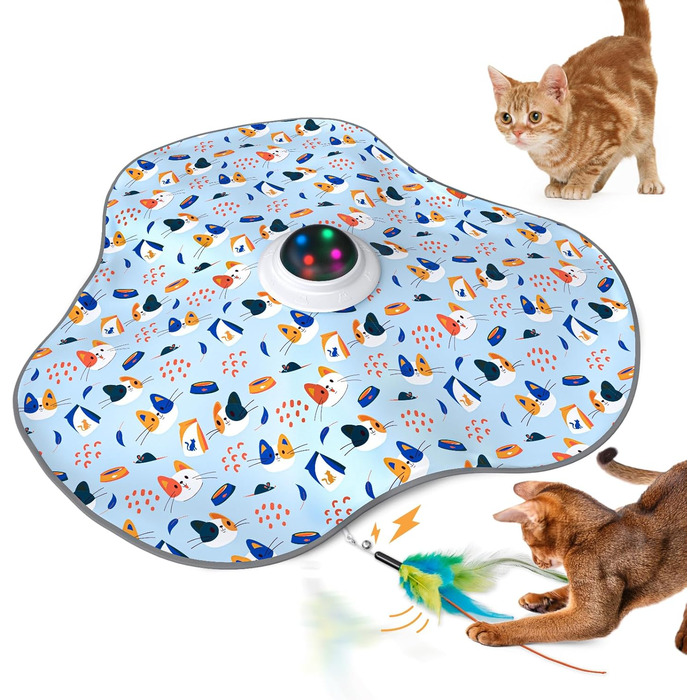 Interactive Cat Toy: 2-in-1 Hide-and-Seek Feathers Electric Cat Toy with Gong - Rechargeable Intelligence Toy for Active House Cats, Suitable for Cats of All Ages