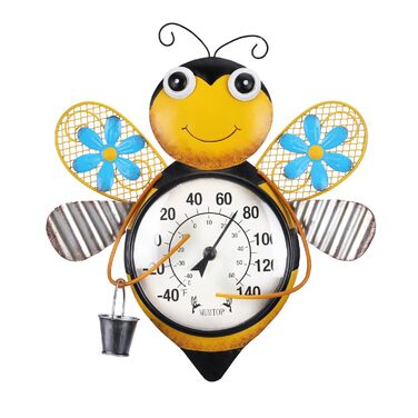 MUMTOP Thermometer for Indoor and Outdoor Use, Bee Design, Large, Wall Mountable, for Patio, Yard, Garden