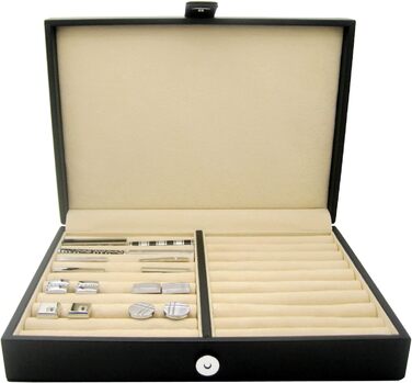 Скрінька для прикрас Honey Bear з екошкіри, чорна, для краваток, запонок, чоловіча/жіноча