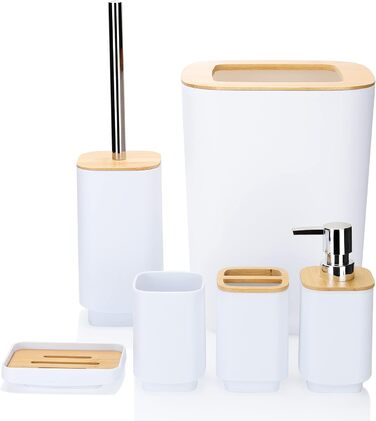 Набір аксесуарів для ванної кімнати JOTOM з бамбука (6 шт.) - сірий колір