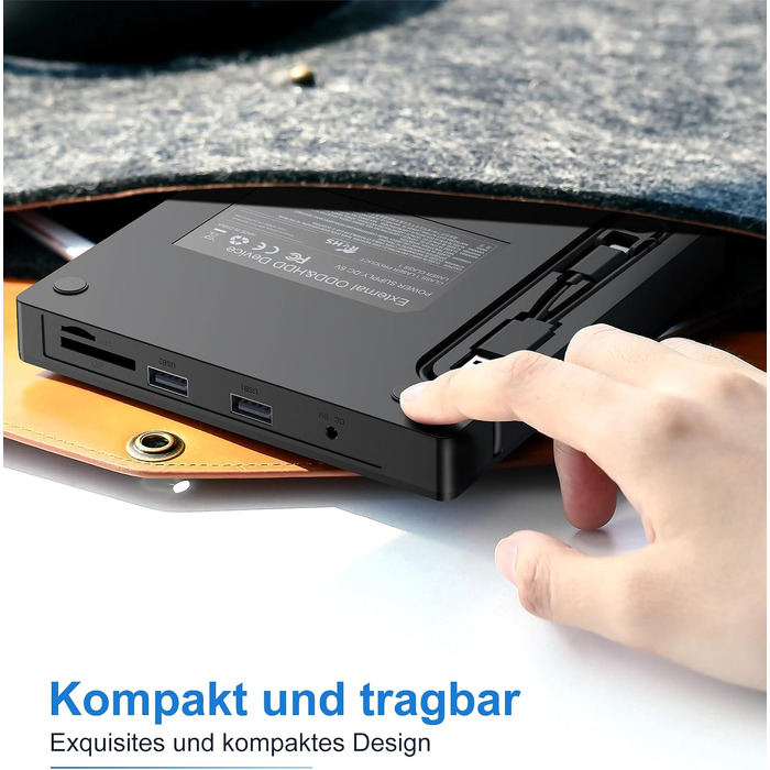 Зовнішній CD/DVD привід USB 3.0 та USB-C, оптичний накопичувач CD/DVD +/-RW ROM Brenner для ноутбука, ПК, MacBook, iMac (Windows, MacOS, Linux)
