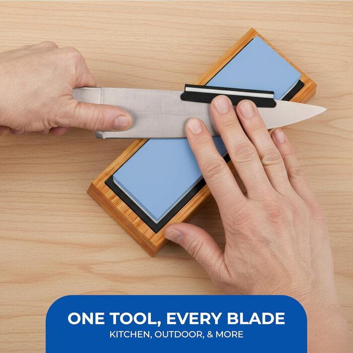 Преміум точило для ножів Sharp Pebble, 2-стороння зернистість 1000/6000, бамбукова основа та кутник