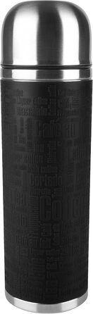Emsa Senator Insulated Flask 515714 | Capacity: 1.0 L | 100 percent leak-proof | Silicone seal | Safe Loc closure | 12h hot or 24h cold | Black