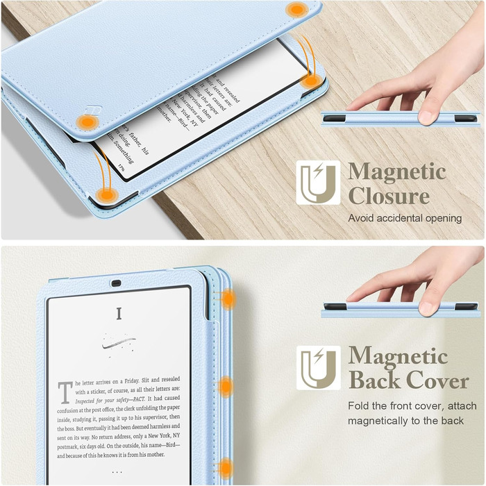 Чохол Fintie для Kindle Paperwhite 12-го покоління (2024/2025) з підставкою, петлею та авто-сном, чорний (небесно-блакитний)
