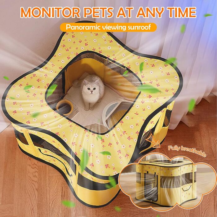 Портативний вольєр для цуценят ALLSOPETS: складаний загін для котів та собак, переносна клітка-будка з боковою кишенею (зелений, L)