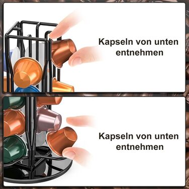 Органайзер-холдер для капсул Nespresso Original, поворотний на 360°, на 40 капсул, чорний