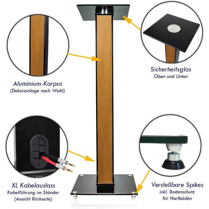 Ексклюзивні підставки для колонок BS03 чорного глянцю з декоративною вставкою Erle