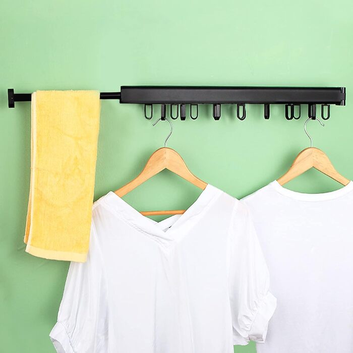 Настінна сушарка для білизни 120 см, висувна, складна, з вішалкою та 18 гачками для балкона, ванної кімнати, спальні, білого кольору