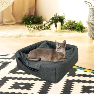 Будиночок для котів Katzenhöhle з подушкою, 40x40x35 см, сірий (M)