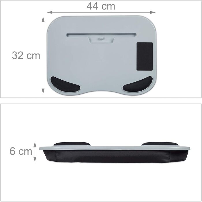 Підставка для ноутбука Relaxdays, ергономічна подушка для планшету, для колін, ліжка та дивану, сірого кольору, 32 x 44 x 6 см