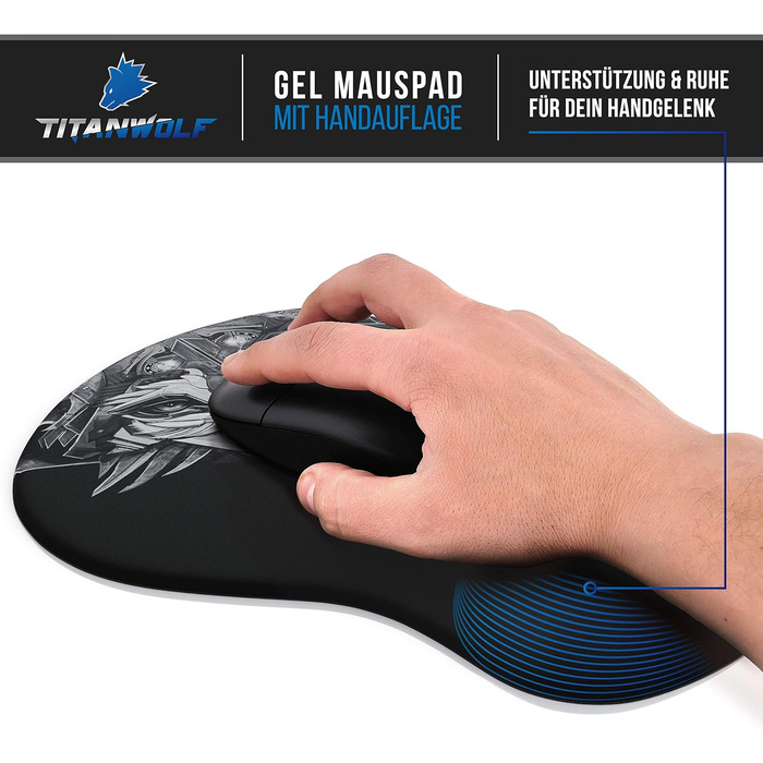 Кисетковий Mousepad CSL Titanwolf для геймінгу з підкладкою для зап'ястя - чорний