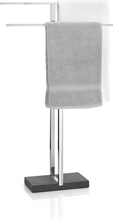 Підставка для рушників Blumus MENOTO - з матованої нержавіючої сталі, на підлозі, з 2 тримачами для рушників, срібна, 86 x 50 x 16 см