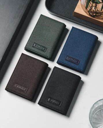VULKIT Wallet for Men Small RFID Protection Card Holder Cash Wallet Trifold Cardholder Minimalist Card Case with Coin Pocket, Black