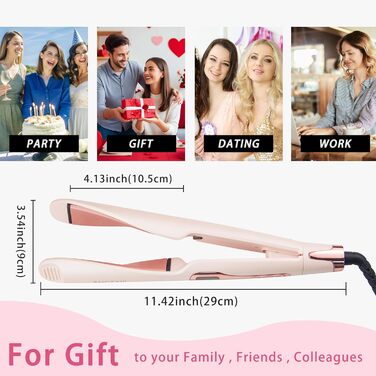 Випрямляч для волосся ANGENIL Pro Ceramic Twist 2-в-1 рожевого кольору: випрямлення, завивка, хвилі. З термостійким килимком