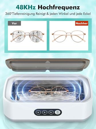 Ультразвукова мийка 650мл для глибокого очищення 360°, 48 кГц, One-Touch, для ювелірних виробів, скляного посуду, протезів