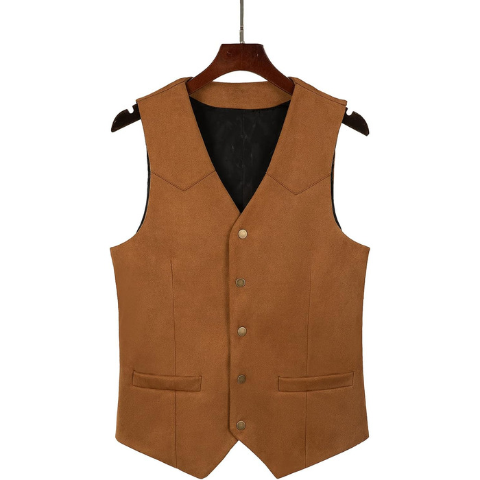 Костюм з велюру чоловічий Tuikayoo, жилет у стилі вестерн, коричневий, розмір L