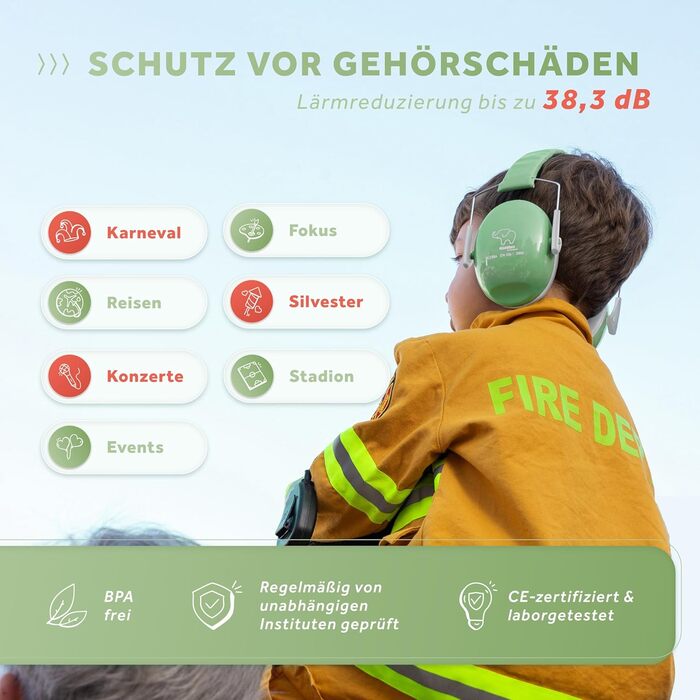 Schallwerk® Kapselgehörschutz Kiddies (Matcha Green) – навушники шумозахисні для дітей, преміум-якість, захист від шуму, ідеальні для повсякденного використання та заходів