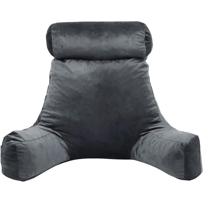 Подушка-крісло Bananair для ліжка та дивана - м'яка та комфортна, з підтримкою спини та зручними підлокітниками (сіра)