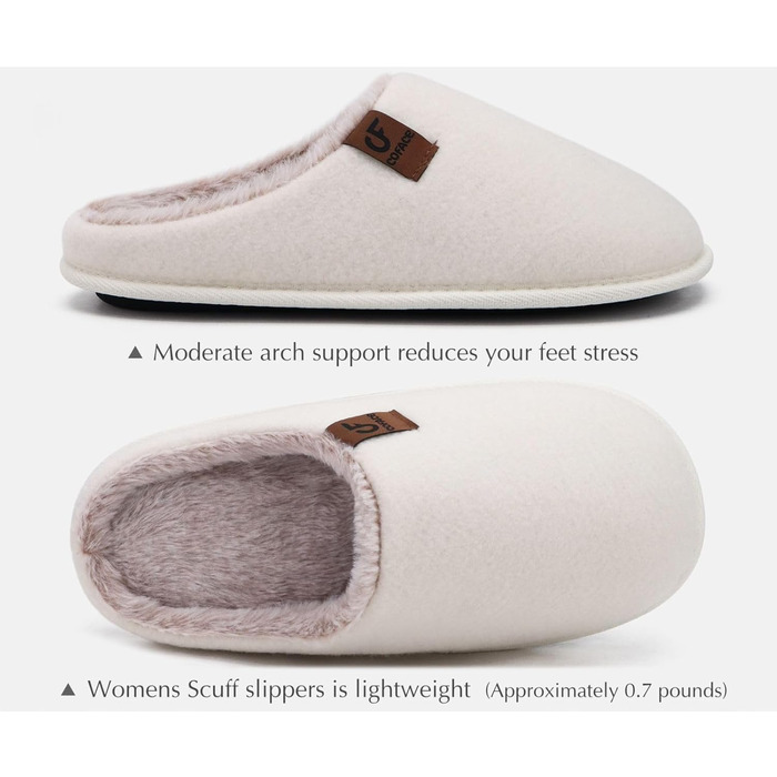 Тапочки чоловічі COFACE з фетру, теплі, зручні, пухнасті, з антиковзною гумовою підошвою, розмір 40-49 (Бежево-білий, 41 EU)