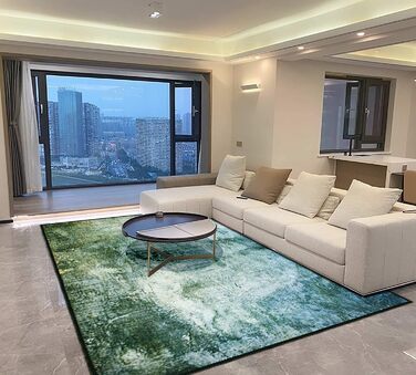 Великий килим 200x300 см для вітальні, дитячої, блакитно-зелений, сучасний, абстрактний, з антиковзаючою основою