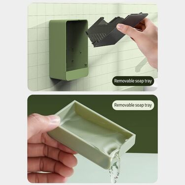 Набір з 2 миски для мила з водовідведенням, милотримач без свердління, органайзер для твердого шампуню, милотримачі у формі листя для кухні та ванної кімнати (зелений та сірий)