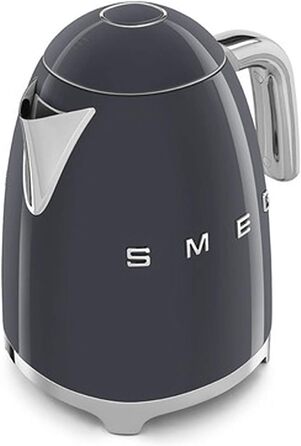Електричний чайник Smeg KLF03PKEU 1.7L сірого кольору з нержавіючої сталі, з м'яким відкриванням кришки та фільтром від накипу