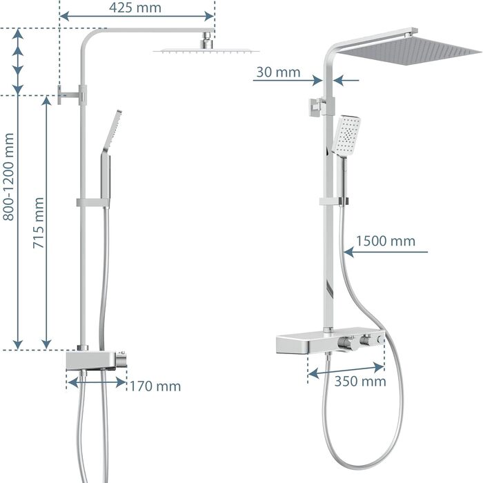SCHÜTTE Hand Shower SAMOA RAIN | Jet Stream Technology | Showerhead with over 300 nozzles | 3 adjustable spray patterns | Anti-limescale showerhead for the shower | White (Chrome/White)