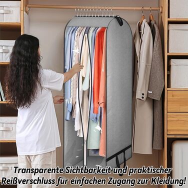 Чохли для одягу 2 шт. WwuHua, 110*60*25 см, сірі, з блискавкою, для костюмів, вечірніх суконь, пальто, жакеток