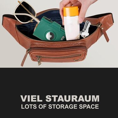 Чоловіча поясна/животна сумка Marc Peter® Varadero з натуральної шкіри Наппа | Сумка на пояс/через плече | Vintage коричневий