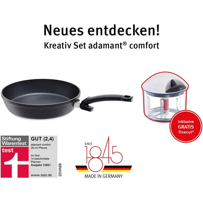 Fissler Adamant Comfort/Aluminum Frying Pan - Coated, Non-Stick, Scratch-Resistant - Induction (28 cm + finecut)