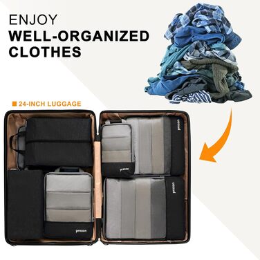 Набір компресійних органайзерів для подорожей (4 шт, чорний)