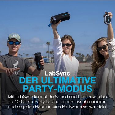 JLab Go Party: Портативна Bluetooth колонка з RGB підсвіткою, IP56 (10W, 16+ годин, Mulberry)