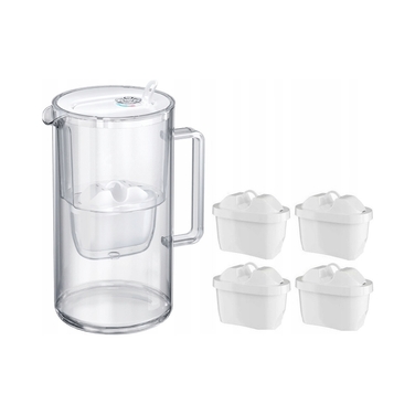 Скляний фільтр-кувшин Aquaphor Glass, білий + 4 фільтри Maxfor (1+3)