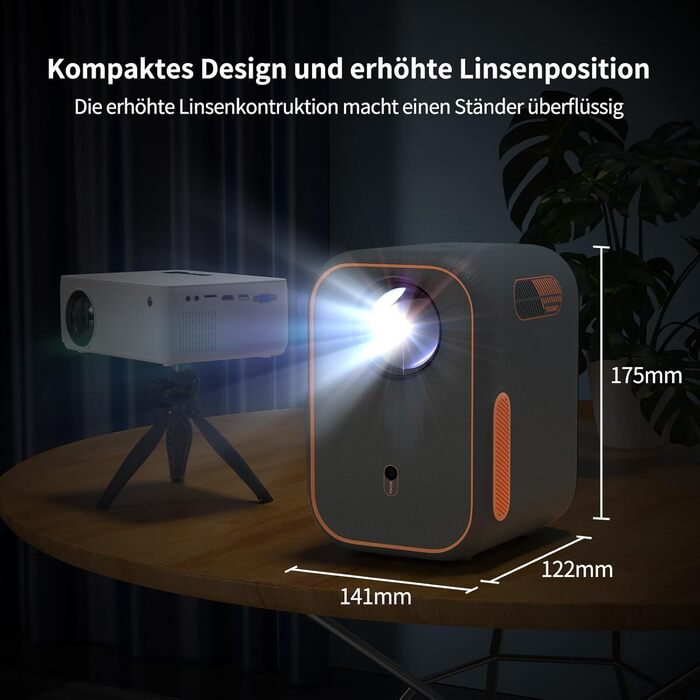 WEMAX Mini проєктор 4K з Netflix та Google TV, портативний, Dolby Audio, WiFi, Bluetooth для домашнього кіно та відпочинку на природі