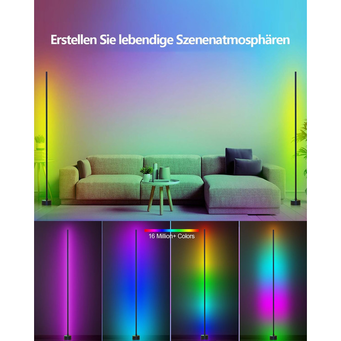 LED-підсвітка для дому: RGB-лампа для вітальні, спальні, ігрової кімнати. Димер, керування через додаток, музичний синхронізатор, 16 мільйонів кольорів, 68 режимів, чорний колір