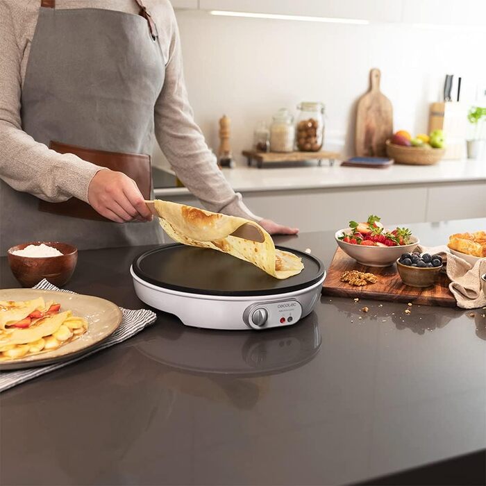Млинниця Cecotec Crepe Fun CrepeStone Twin 1200 Вт, антипригарна екологічна кам'яна поверхня, двостороння пластина для приготування млинців або 4 панкейків