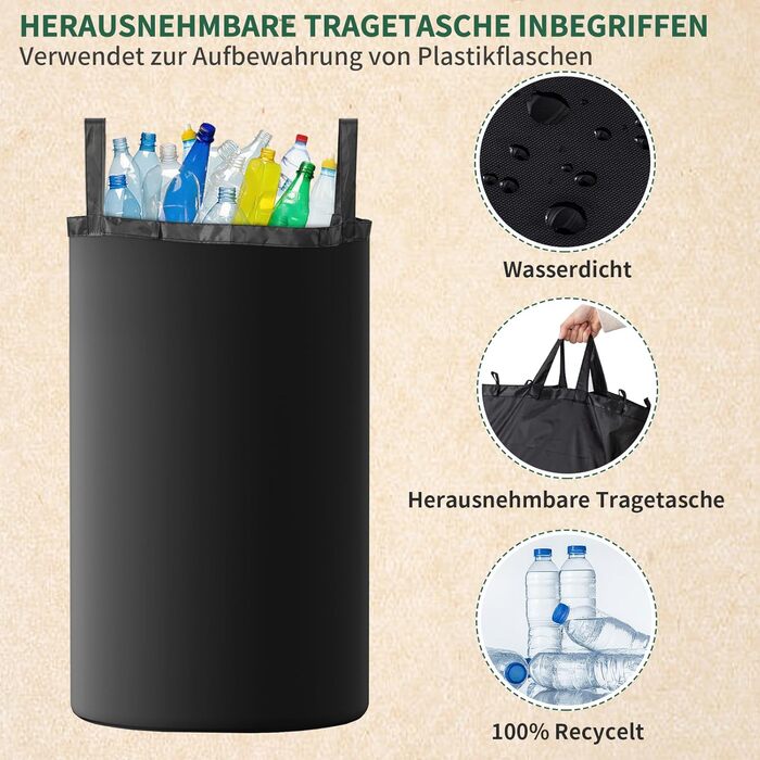 AINIYNM Deposit Bottle Collection Container with Lid 100L XXL Carry Bag Deposit Container with Holes Deposit Bottle Storage Empty Containers Deposit Bottle Container for Kitchen and Storage Room