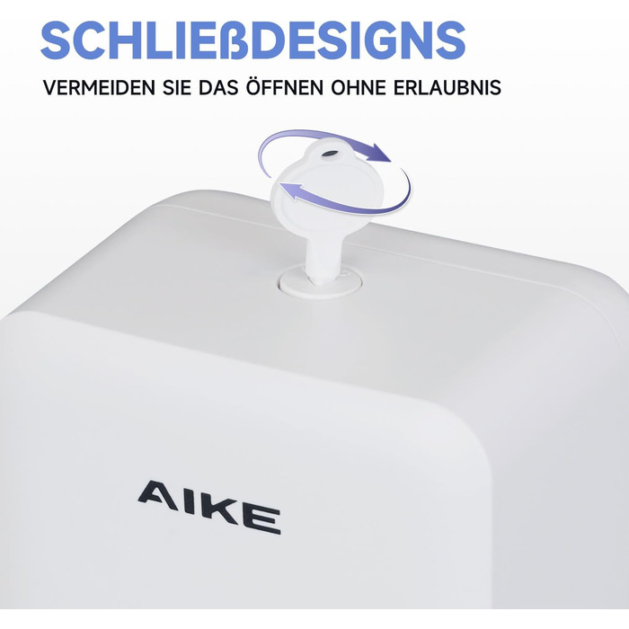 AIKE AK1006 800ML Soap Dispenser Wall Mount No Drilling, Manual Wall Soap Dispenser Made of Plastic, Liquid Soap Dispenser for Public Use, White
