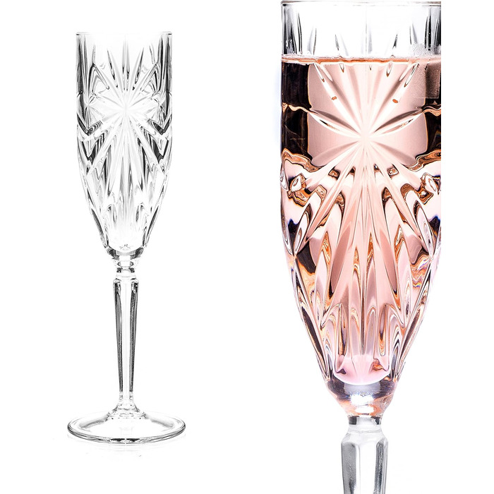 Набір келихів для шампанського та просекко Oasis (6 шт.), 160 мл, кришталеві, стійкі до миття в посудомийній машині, для весілля та свят