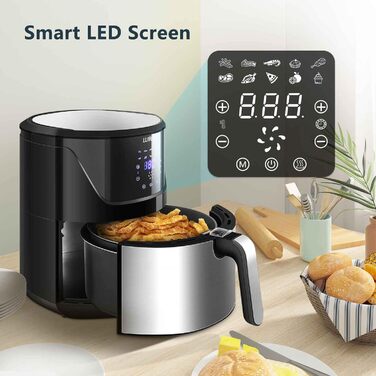 Фритюрниця без олії LLIVEKIT з 2 камерами та скляними вікнами, 4.5L+4.5L, Airfryer 9-в-1, XXL, з сенсорним екраном та таймером