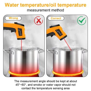 Інфрачервоний термометр HOTUT з лазерним цільцем -58°F~1022°F (-50°C~550°C) з термометром для м'яса, для приготування їжі, барбекю, промисловості