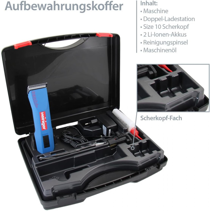 Бездротовий професійний перукарський ножик HEINIGER Saphir, блакитний