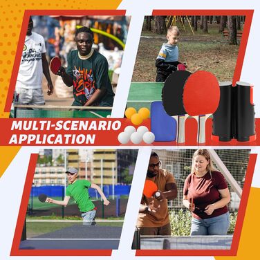 Набір для настільного тенісу CHRI: 2 ракетки, сітка, 6 м'ячів, сумка. Підходить для дітей та дорослих