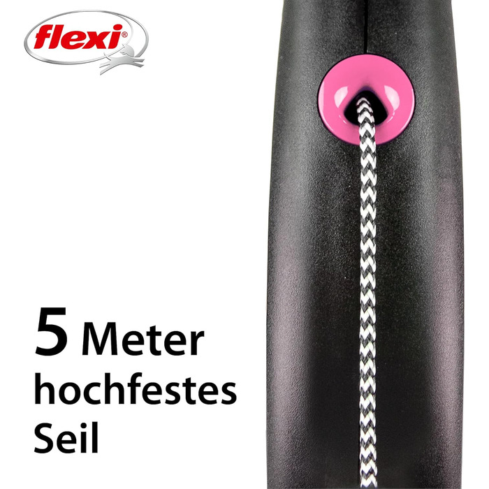 Flexi® Roll-Leine для собак до 12 кг, 5 м (Чорний, Рожевий)