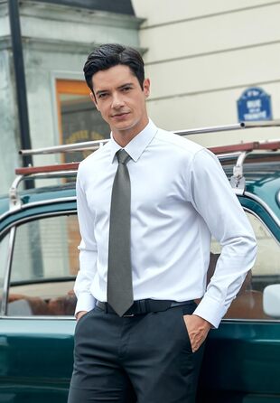 Краватка для чоловіків HISDERN на весілля з кишеньковим хустинкою, класичний візерунок, в клітинку, в горіх, бізнес-краватка та кишеньковий хустинка (Сірий)