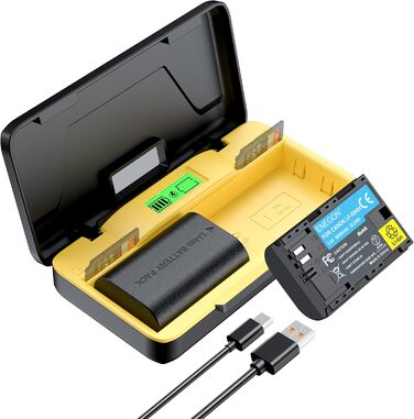 Зарядний пристрій ENEGON LP-E6NH 20W Dual-Akku з LCD-дисплеєм (2x 3000mAh) для Canon EOS 5D, 6D, 7D, 60D, 70D, 80D, 90D, XC10, XC15, R, R5, R6, R7