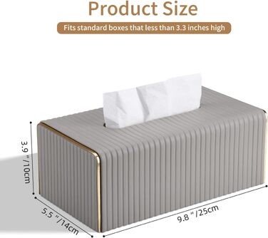 Стильна тканинна коробка для серветок з PU шкіри (світло-сіра в смужку)