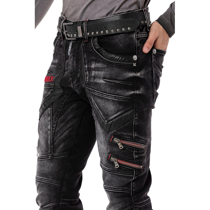 Чоловічі джинси Cipo & Baxx Destroyed | Розмір 40W/32L, Чорні | Модний стиль Biker