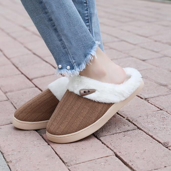 Домашні тапочки для жінок NineCiFun з меморі-піною, пухнасті, для дому та вулиці, антиковзкі, з теплим плюшевим підкладкою, сірі (світло-сірі) (38/39 EU, Коричневий)