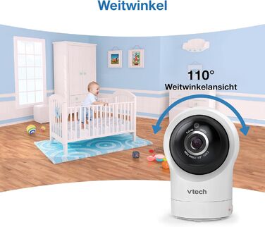 Відеоняня Vtech VM901-1W WiFi з 5-дюймовим HD-дисплеєм, поворотна камера 1080P, мобільний додаток, широкий кут огляду 120°, сумісна з iOS та Android